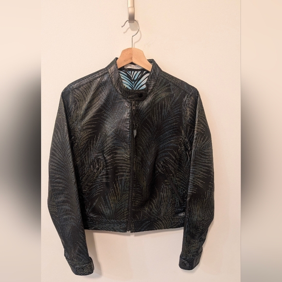 Robert Graham Black Lambskin Tropical Lining Women's Leather Jacket Size S NWOT